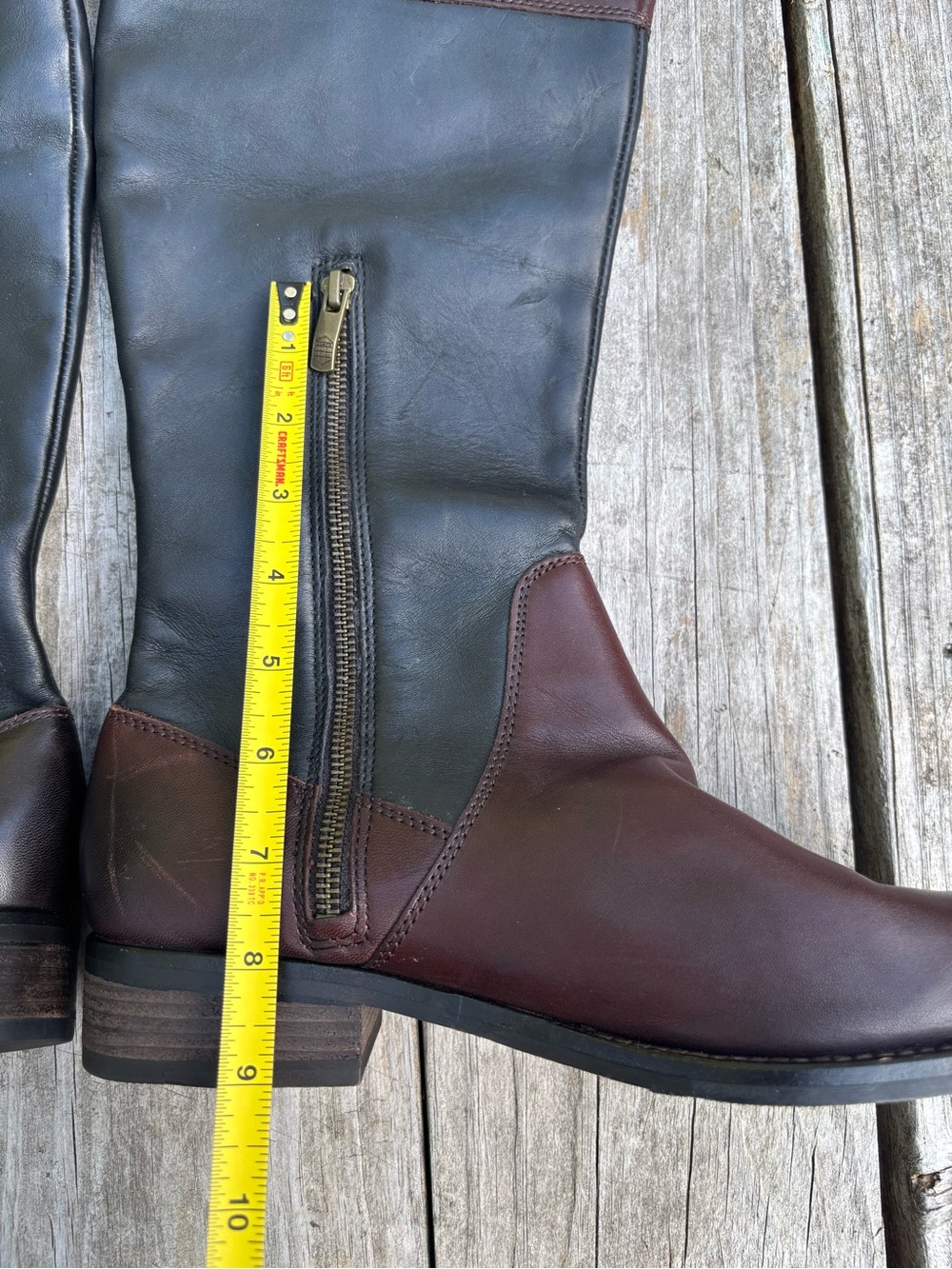 Vince Camuto Women's Two-Tone Leather Boots Riding Tall Black and Brown Size9.5 - Picture 5 of 15